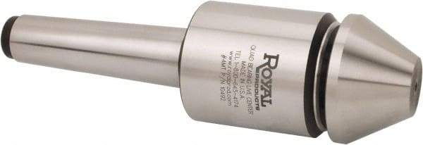 Royal Products - MT3 Morse Taper, 1.7" Head Diam Live Center - 6,000 Max RPM, 2.12" Head Length, 1-3/4" Point Diam, 1-1/4" Point Len, 750 Lb Max Workpc, Bull Nose Point - Makers Industrial Supply