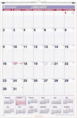 AT-A-GLANCE - 12 Sheet, 20 x 30", Wall Calendar - Blue & Red - Makers Industrial Supply