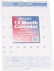 AT-A-GLANCE - 12 Sheet, 12 x 17", Planner Wall Calendar - Blue & Red - Makers Industrial Supply