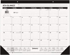 AT-A-GLANCE - 12 Sheet, 22 x 17", Desk Pad - White & Black - Makers Industrial Supply