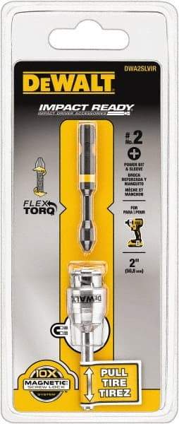 DeWALT - #2 Slotted/Finder Sleeve - 1/4" Hex Drive, 2" OAL, 1/4" Socket Nose Diam - Makers Industrial Supply