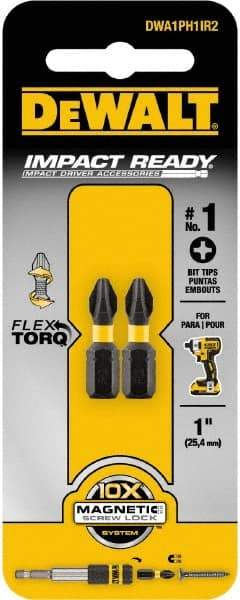 DeWALT - #1 Phillips Screwdriver Bit - 1/4" Hex Drive, 1" OAL - Makers Industrial Supply