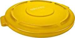 Rubbermaid - Round Lid for Use with 32 Gal Round Trash Cans - Yellow, Low-Density Polyethylene, For Brute Trash Cans - Makers Industrial Supply