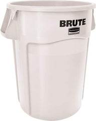 Rubbermaid - 32 Gal White Round Trash Can - Polyethylene, 27.77" High - Makers Industrial Supply