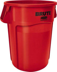 Rubbermaid - 10 Gal Red Round Trash Can - Polyethylene, None Graphic, 17-1/8" High, Lid Not Included - Makers Industrial Supply