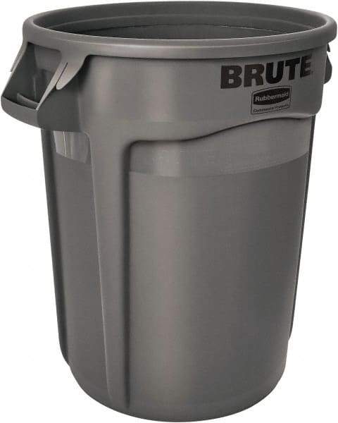 Rubbermaid - 20 Gal Gray Round Trash Can - Polyethylene, 22.91" High - Makers Industrial Supply