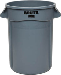 Rubbermaid - 32 Gal Gray Round Trash Can - Polyethylene, 27.77" High - Makers Industrial Supply