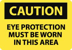 NMC - "Caution - Eye Protection Must Be Worn in This Area", 10" Long x 14" Wide, Aluminum Safety Sign - Rectangle, 0.04" Thick, Use for Accident Prevention - Makers Industrial Supply