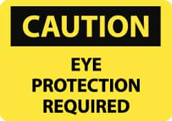 NMC - "Caution - Eye Protection Required", 10" Long x 14" Wide, Aluminum Safety Sign - Rectangle, 0.04" Thick, Use for Accident Prevention - Makers Industrial Supply