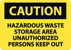 NMC - "Caution - Hazardous Waste Storage Area - Unauthorized Persons Keep Out", 10" Long x 14" Wide, Aluminum Safety Sign - Rectangle, 0.04" Thick, Use for Hazardous Materials - Makers Industrial Supply