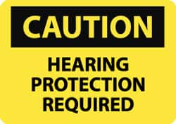 NMC - "Caution - Hearing Protection Required", 10" Long x 14" Wide, Aluminum Safety Sign - Rectangle, 0.04" Thick, Use for Accident Prevention - Makers Industrial Supply