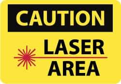 NMC - "Caution - Laser Area", 10" Long x 14" Wide, Aluminum Safety Sign - Rectangle, 0.04" Thick, Use for Accident Prevention - Makers Industrial Supply