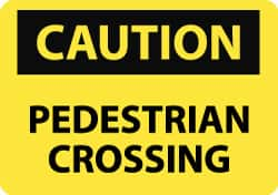 NMC - "Caution - Pedestrian Crossing", 10" Long x 14" Wide, Aluminum Safety Sign - Rectangle, 0.04" Thick, Use for Accident Prevention - Makers Industrial Supply