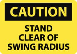 NMC - "Caution - Stand Clear of Swing Radius", 10" Long x 14" Wide, Aluminum Safety Sign - Rectangle, 0.04" Thick, Use for Accident Prevention - Makers Industrial Supply