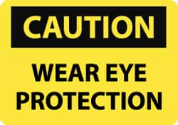 NMC - "Caution - Wear Eye Protection", 10" Long x 14" Wide, Aluminum Safety Sign - Rectangle, 0.04" Thick, Use for Accident Prevention - Makers Industrial Supply