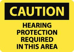 NMC - "Caution - Hearing Protection Required in This Area", 10" Long x 14" Wide, Aluminum Safety Sign - Rectangle, 0.04" Thick, Use for Accident Prevention - Makers Industrial Supply