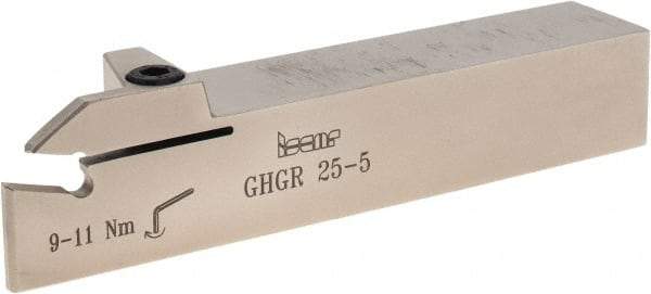 Iscar - External Thread, 5mm Min Groove Width, 140mm OAL, Right Hand Indexable Grooving Cutoff Toolholder - 25mm Shank Height x 25mm Shank Width, GI../TIP Insert Style, GHG Toolholder Style, Series Cut Grip - Makers Industrial Supply