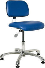 Bevco - 17 to 22" High Adjustable Height Swivel Stool - 25" Wide x 25" Deep, Vinyl Seat, Blue - Makers Industrial Supply