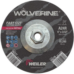 6″ × 3/32″ Type 27 Cutting Wheel, A24R, 5/8″-11 UNC Nut - Makers Industrial Supply