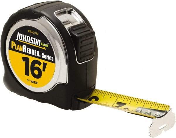 Johnson Level & Tool - 16' x 1" Tape Measure - 1/16" Graduation, Inch Graduation Style - Makers Industrial Supply