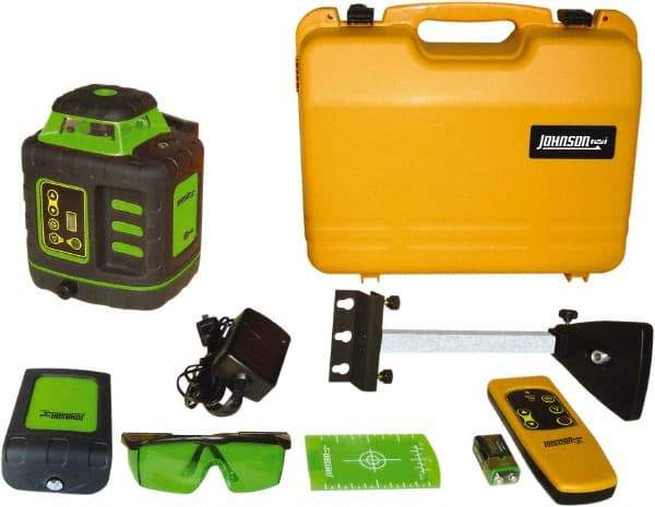 Johnson Level & Tool - 1,200' (Exterior) Measuring Range, 1/8" at 100' Accuracy, Self-Leveling Rotary Laser - ±3° Self Leveling Range, 150, 200, 250 & 300 RPM, 2 Beams, NiMH Battery Included - Makers Industrial Supply