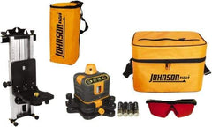 Johnson Level & Tool - 800' (Exterior) Measuring Range, 1/4" at 100' Accuracy, Manual-Leveling Rotary Laser - 150 to 300 RPM, 2 Beams, AA Battery Included - Makers Industrial Supply