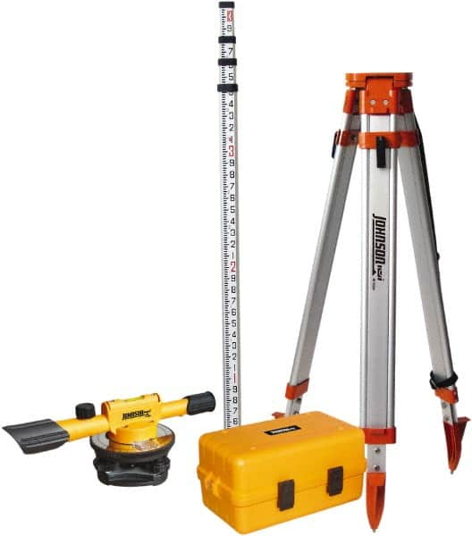 Johnson Level & Tool - 22x Magnification, 4 to 200 Ft. Measuring Range, Builder's Level Optical Level Kit - Accuracy 3/16 Inch at 100 Ft., Kit Includes Tripod, 13 Grade Rod, Hard Shell Carrying Case - Makers Industrial Supply