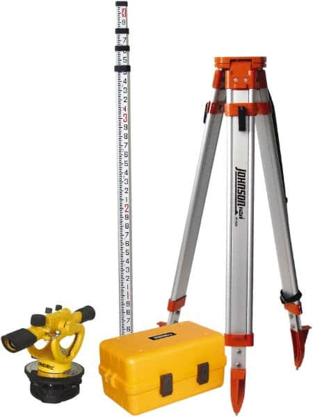 Johnson Level & Tool - 22x Magnification, 4 to 200 Ft. Measuring Range, Transit Optical Level Kit - Accuracy 3/16 Inch at 100 Ft., Kit Includes Tripod, 13 Grade Rod, Hard Shell Carrying Case - Makers Industrial Supply