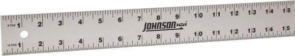 Johnson Level & Tool - 96" Long, 1/8, 1/16" Graduation, Aluminum Rule - English Graduation Style, Gray, Anodized Finish - Makers Industrial Supply