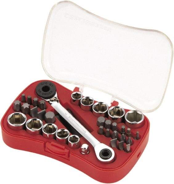 GearWrench - 35 Piece 1/4" Drive Ratchet Socket Set - Comes in Blow Molded Case - Makers Industrial Supply