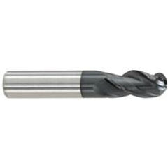 1/2" Dia. - 1" LOC - 3 OAL Ball Nose 3 FL Carbide S/E HP End Mill-AlTiN - Makers Industrial Supply