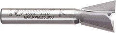 Amana Tool - 1/2" Cut Diam, 1/2" Length of Cut, 2 Flute Dovetail Edge Profile Router Bit - Carbide-Tipped, 1/4" Shank Diam, 1-3/4" OAL, Uncoated - Makers Industrial Supply