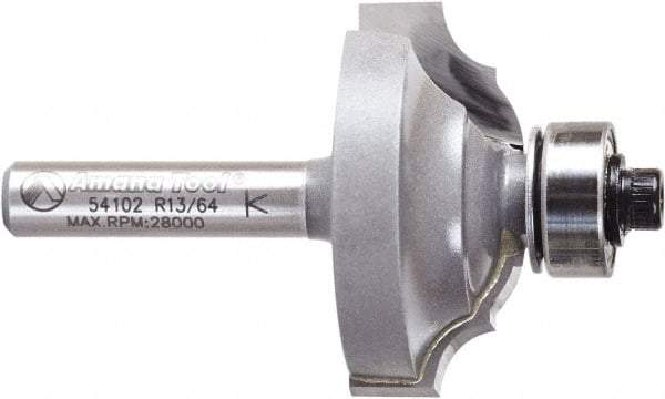 Amana Tool - 1-1/4" Cut Diam, 1/2" Length of Cut, 2 Flute Classical Edge Profile Router Bit - Carbide-Tipped, 1/4" Shank Diam, 2" OAL, Uncoated - Makers Industrial Supply