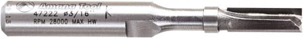 Amana Tool - 3/16" Cut Diam, 1/2" Length of Cut, 2 Flute Pattern-Cutting Edge Profile Router Bit - Carbide-Tipped, 1/4" Shank Diam, 2" OAL, Uncoated - Makers Industrial Supply