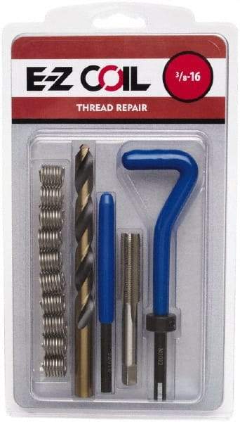 E-Z LOK - 10 Inserts, #8-32 UNC, Stainless Steel, Thread Repair Kit - 0.246" Insert Length - Exact Industrial Supply