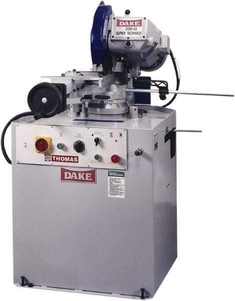 Dake - Variable Cutting Speed, 350mm Blade Diam, Cold Saw - 20 to 105 RPM Blade Speed, Floor Machine, 3 Phase, Compatible with Ferrous/Non-Ferrous Material - Makers Industrial Supply