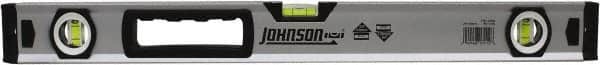 Johnson Level & Tool - 24" Long 3 Vial Box Beam Level - Aluminum, Yellow, 2 Plumb & 1 Level Vials - Makers Industrial Supply