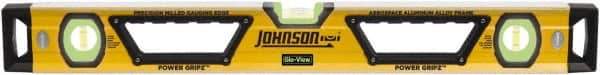 Johnson Level & Tool - 96" Long 3 Vial Box Beam Level - Aluminum, Yellow, 2 Plumb & 1 Level Vials - Makers Industrial Supply