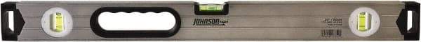 Johnson Level & Tool - 24" Long 3 Vial Box Beam Level - Aluminum, Silver, 2 Plumb & 1 Level Vials - Makers Industrial Supply