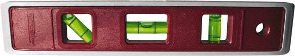 Johnson Level & Tool - 9" Long 3 Vial Torpedo Level - ABS Plastic, Orange, 1 Plumb, 1 Level & 1 45° Vials - Makers Industrial Supply