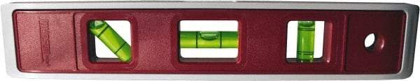 Johnson Level & Tool - Magnetic 9" Long 3 Vial Torpedo Level - ABS Plastic, Red, 1 Plumb, 1 Level & 1 45° Vials - Makers Industrial Supply