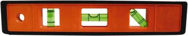 Johnson Level & Tool - 9" Long 3 Vial Torpedo Level - ABS Plastic, Orange, 1 Plumb, 1 Level & 1 45° Vials - Makers Industrial Supply