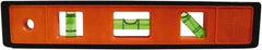 Johnson Level & Tool - 9" Long 3 Vial Torpedo Level - ABS Plastic, Orange, 1 Plumb, 1 Level & 1 45° Vials - Makers Industrial Supply