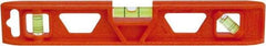 Johnson Level & Tool - 9" Long 3 Vial Torpedo Level - ABS Plastic, Orange, 1 Plumb, 1 Level & 1 45° Vials - Makers Industrial Supply