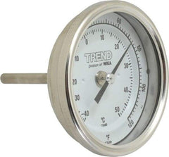 Wika - 2-1/2 Inch Long Stem, 3 Inch Dial Diameter, Stainless Steel, Back Connected Bi-Metal Thermometer - -40 to 50°C, 1% Accuracy - Makers Industrial Supply