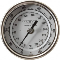 Wika - 2-1/2 Inch Long Stem, 3 Inch Dial Diameter, Stainless Steel, Back Connected Bi-Metal Thermometer - 10 to 260°C, 1% Accuracy - Makers Industrial Supply