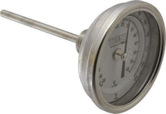 Wika - 4 Inch Long Stem, 3 Inch Dial Diameter, Stainless Steel, Back Connected Bi-Metal Thermometer - -20 to 60°C, 1% Accuracy - Makers Industrial Supply