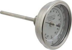 Wika - 4 Inch Long Stem, 3 Inch Dial Diameter, Stainless Steel, Back Connected Bi-Metal Thermometer - -20 to 120°C, 1% Accuracy - Makers Industrial Supply