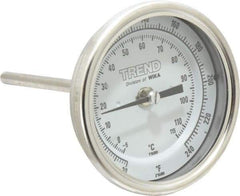 Wika - 4 Inch Long Stem, 3 Inch Dial Diameter, Stainless Steel, Back Connected Bi-Metal Thermometer - -5 to 115°C, 1% Accuracy - Makers Industrial Supply