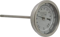 Wika - 6 Inch Long Stem, 3 Inch Dial Diameter, Stainless Steel, Back Connected Bi-Metal Thermometer - -5 to 115°C, 1% Accuracy - Makers Industrial Supply